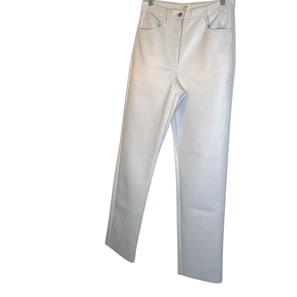 Wilfred Aritzia Melina Vegan Leather Pants High Waist Straight‎ Leg Taupe Size 8